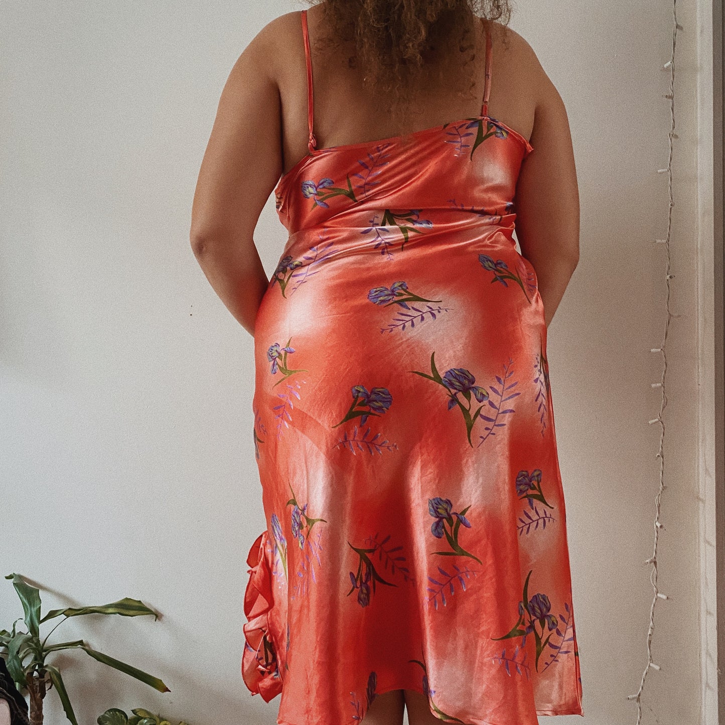 Satin Floral Coral Dress