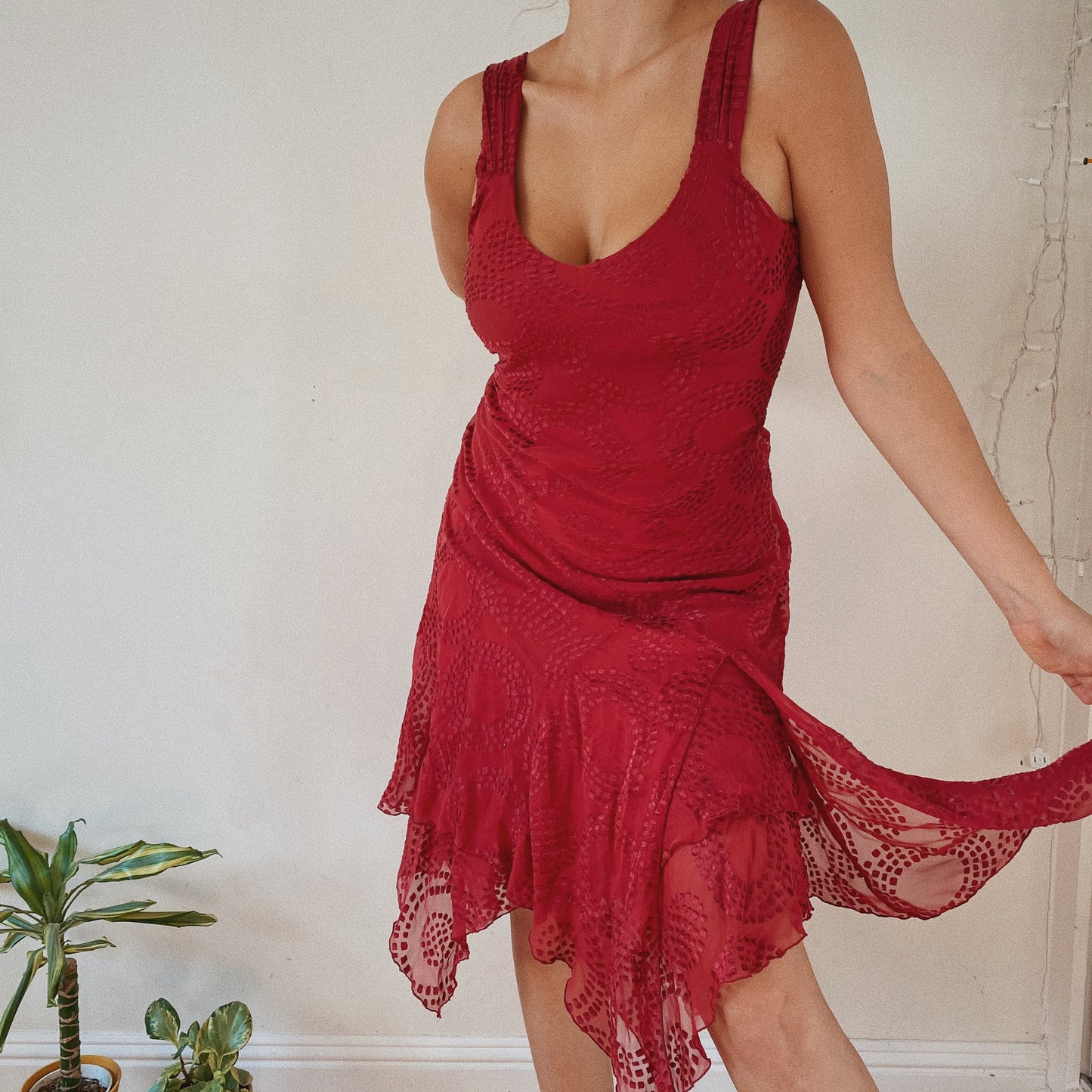 Red Fairy Silk 90s Dress