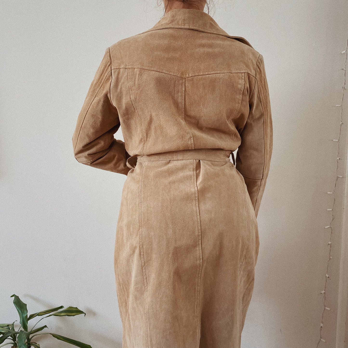 Vintage Suede Beige Trench Jacket