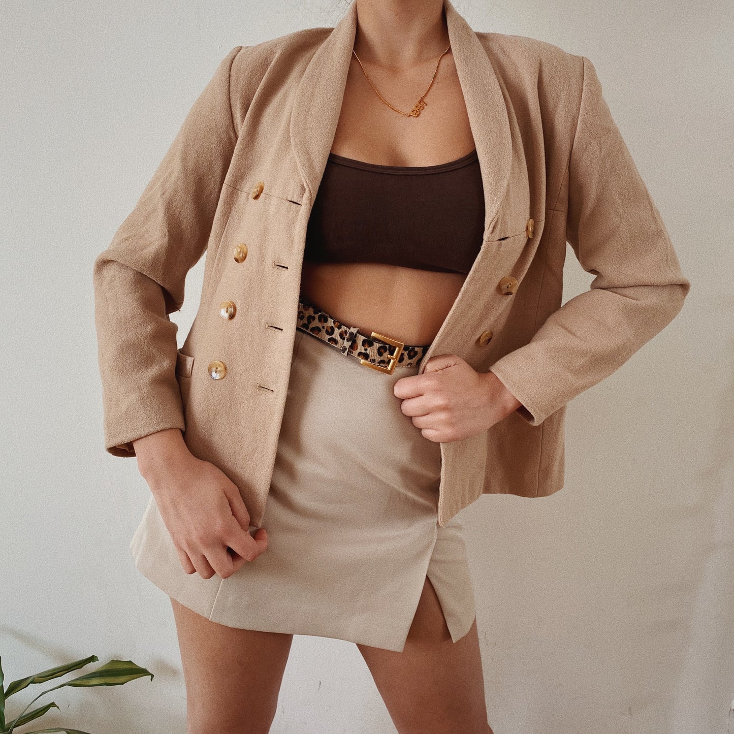 90s Beige Button Up Blazer