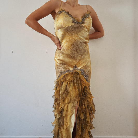 Silk Beaded Fairy Ruffled Dress