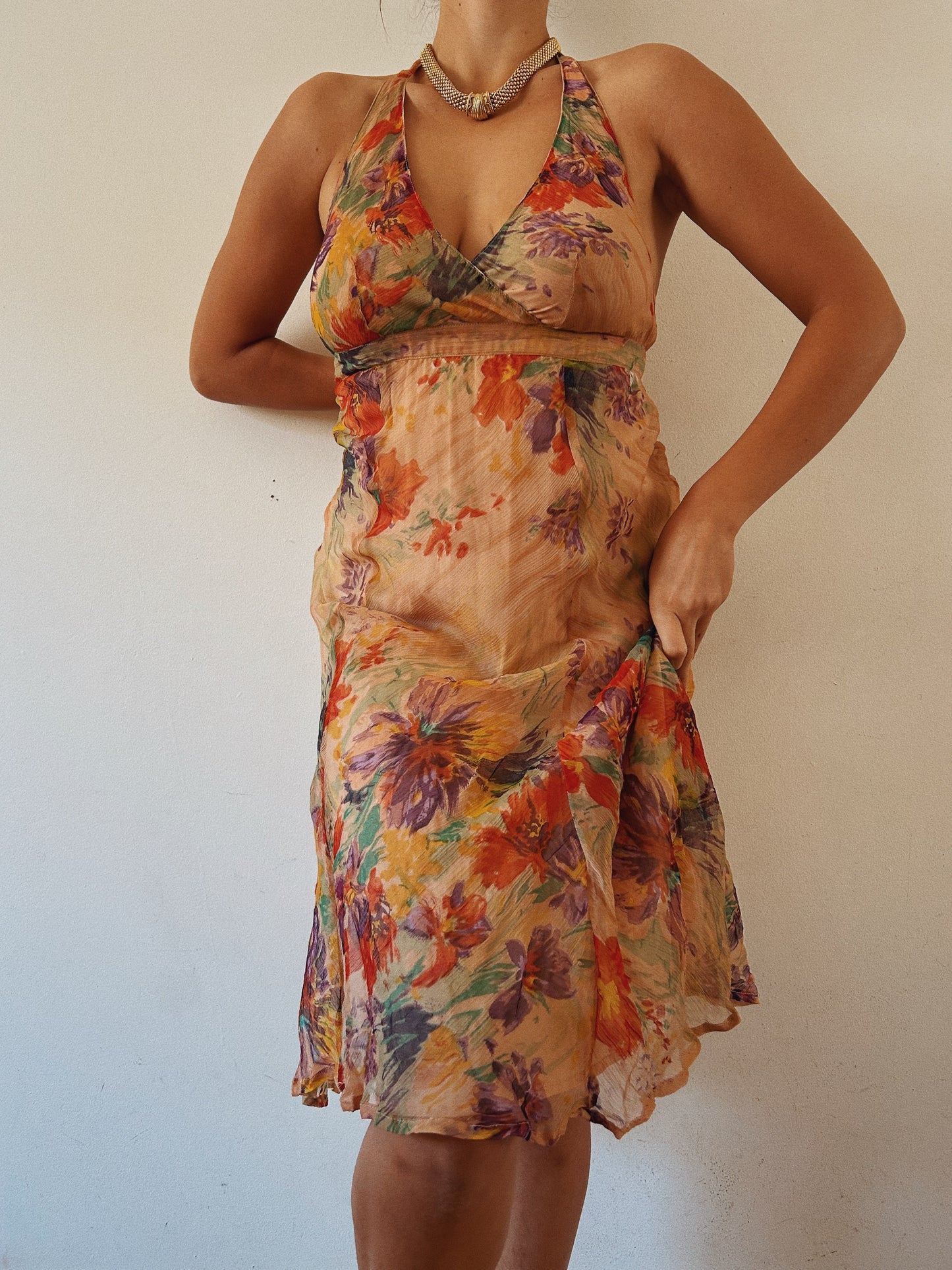 Romantic Floral Halter Dress
