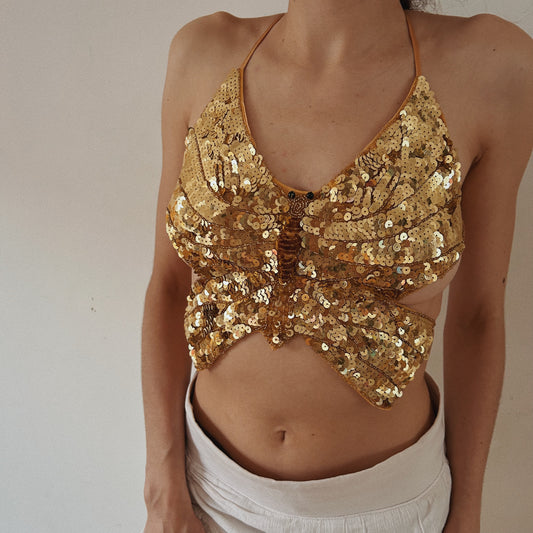 Golden Sequins Butterfly Top