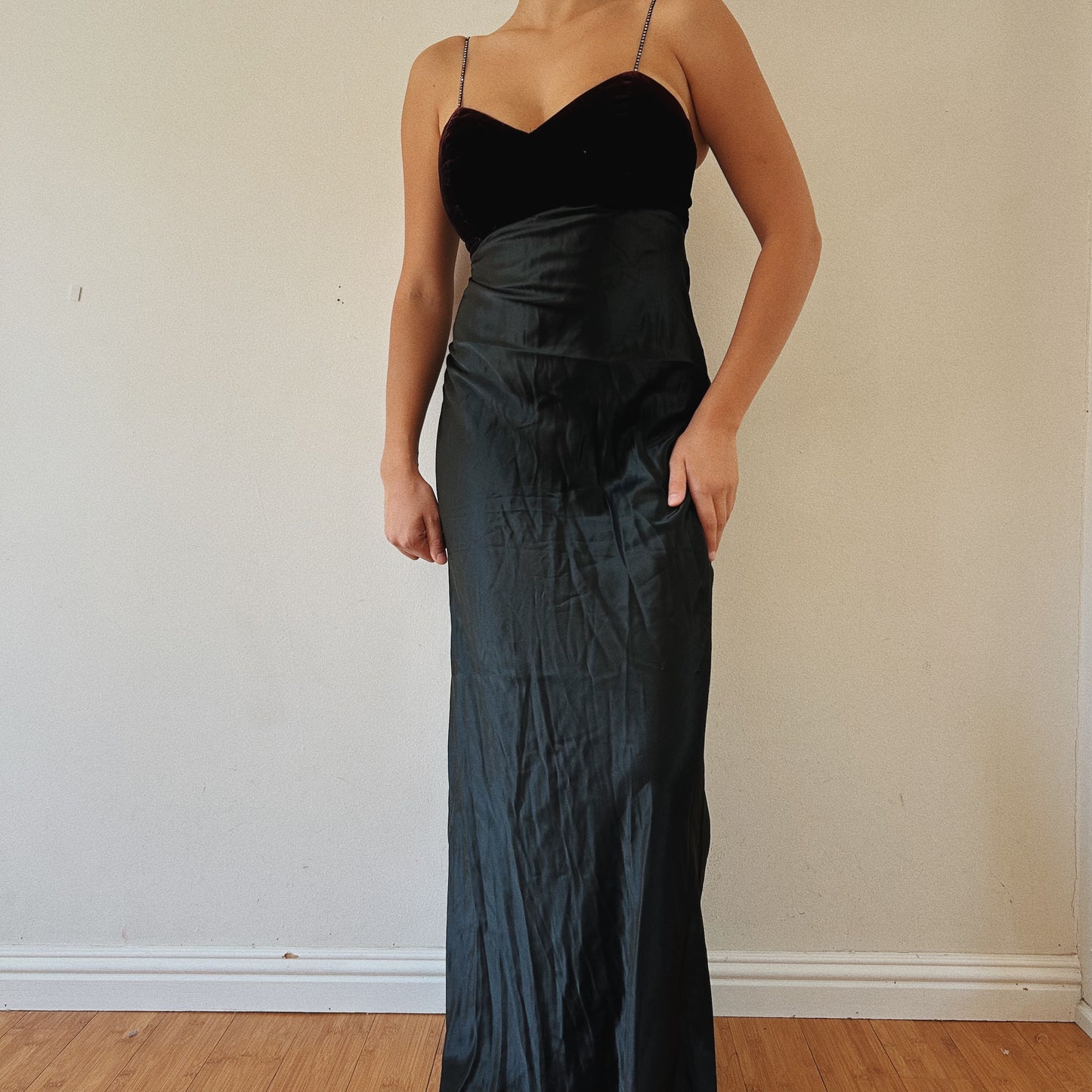 Elegant Evening Velvet Bustier Silky Dress