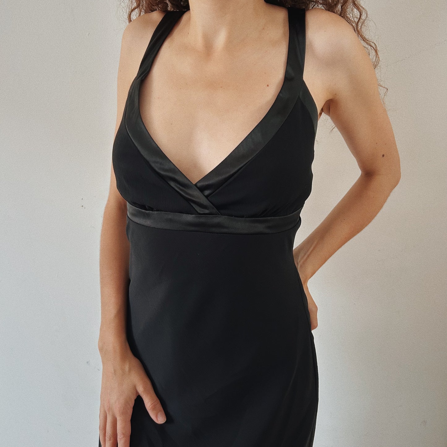 90's black fitted cocktail dress