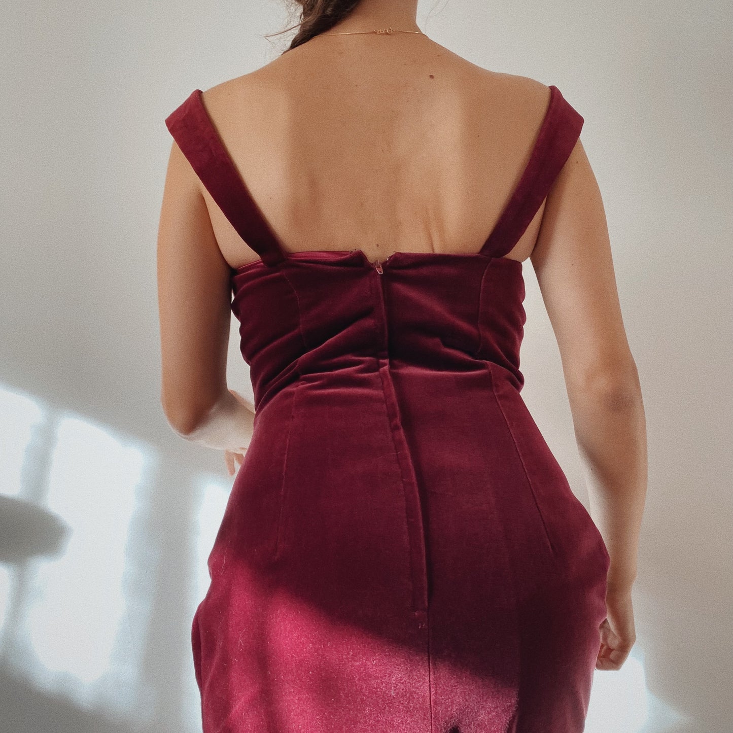 Burgundy Velvet Vintage Gown