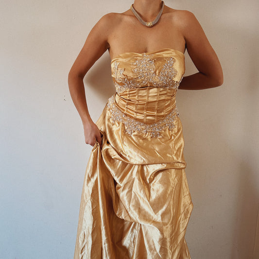 Golden Strapless « Belle » Gown