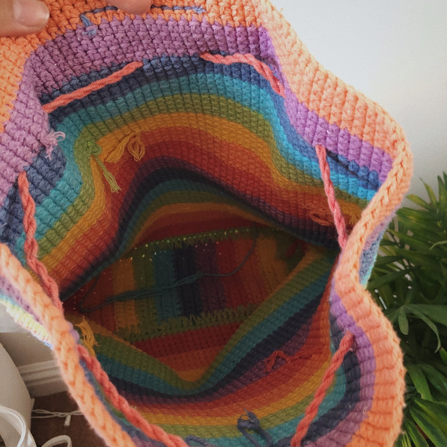Handmade Crochet Rainbow Backpack