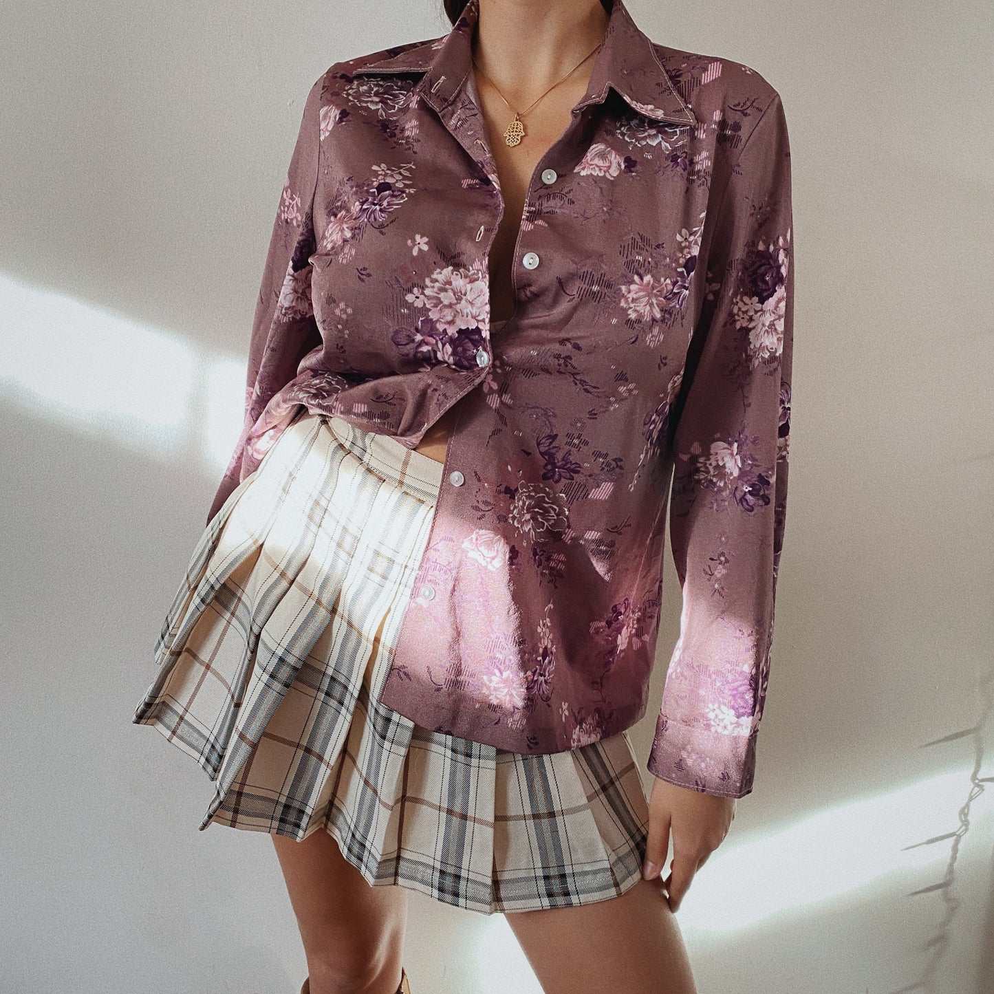 Floral Vintage Purple Blouse