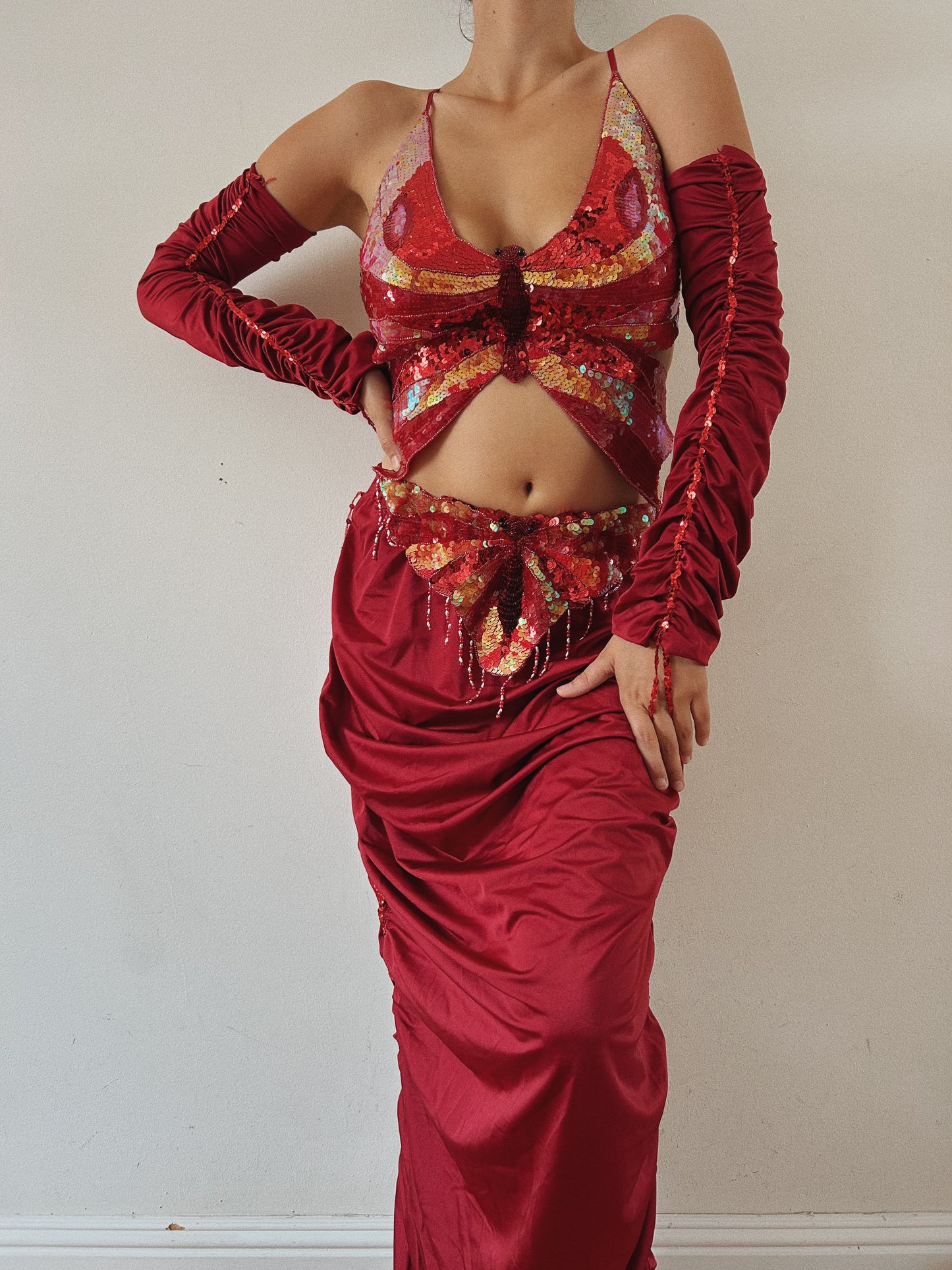 Rare Red Butterfly Sequins Set