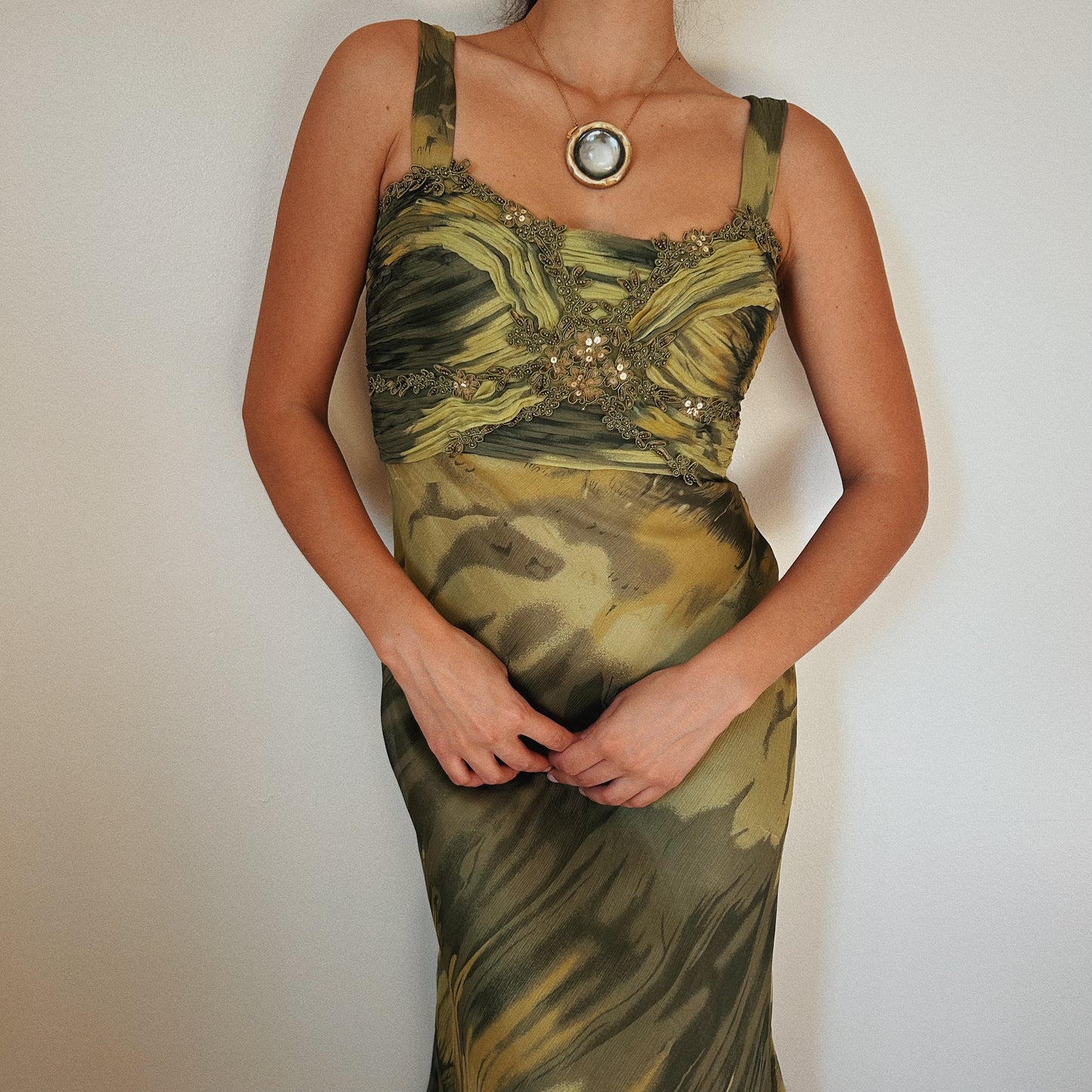 Silk Beaded Bustier Chic Dress