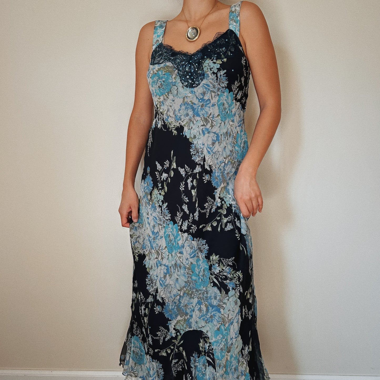 Silk Beaded Floral Dress