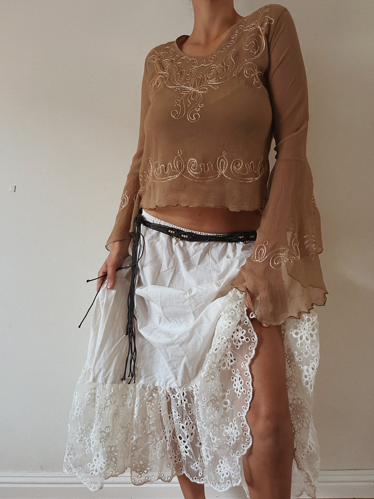 Bell Sleeves Mesh Top