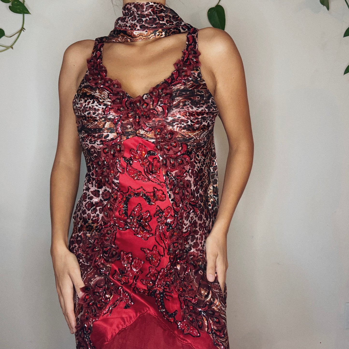 Animal Print Embellished Gown