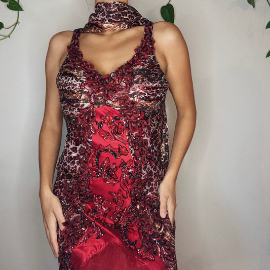 Animal Print Embellished Gown