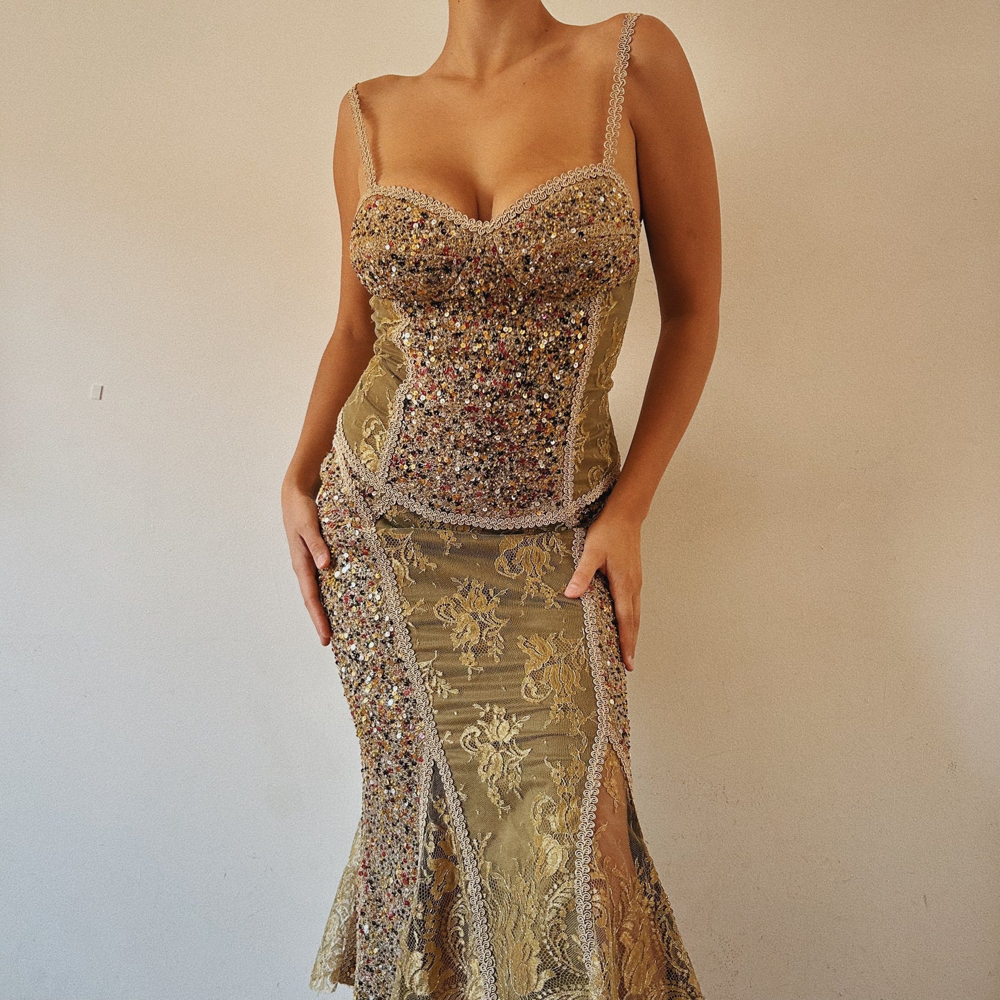 Italian Designer Embellished Corset and Skirt Set