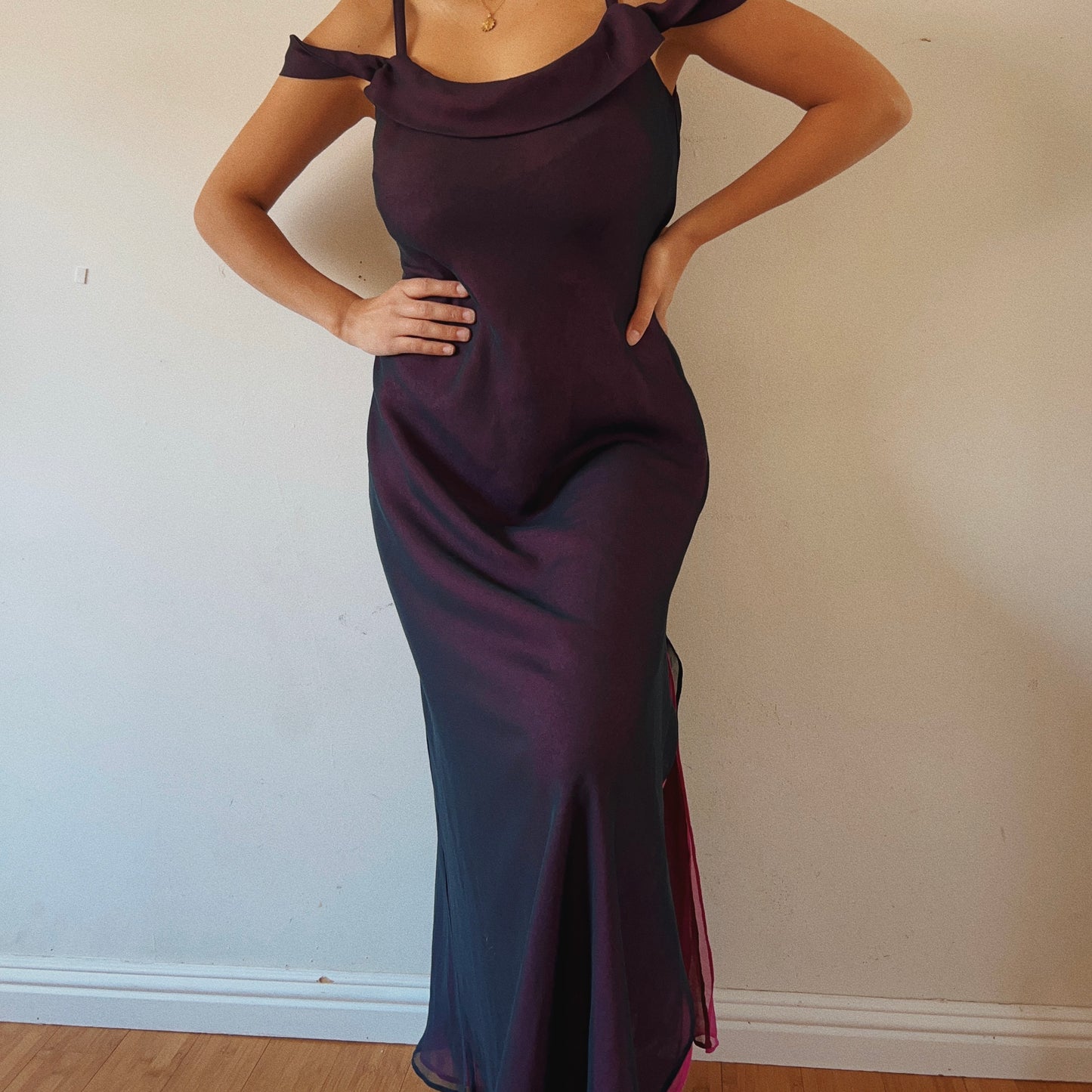 Purple Off The Shoulders Evening Dress