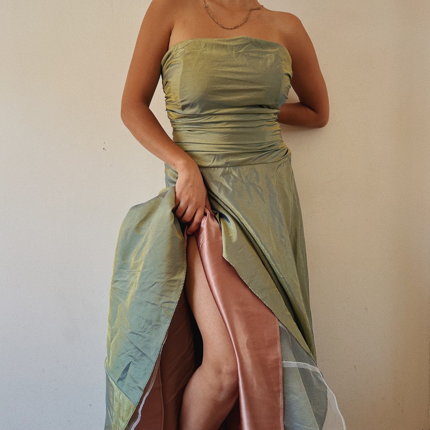 Strapless Green Princess Ruched Dress