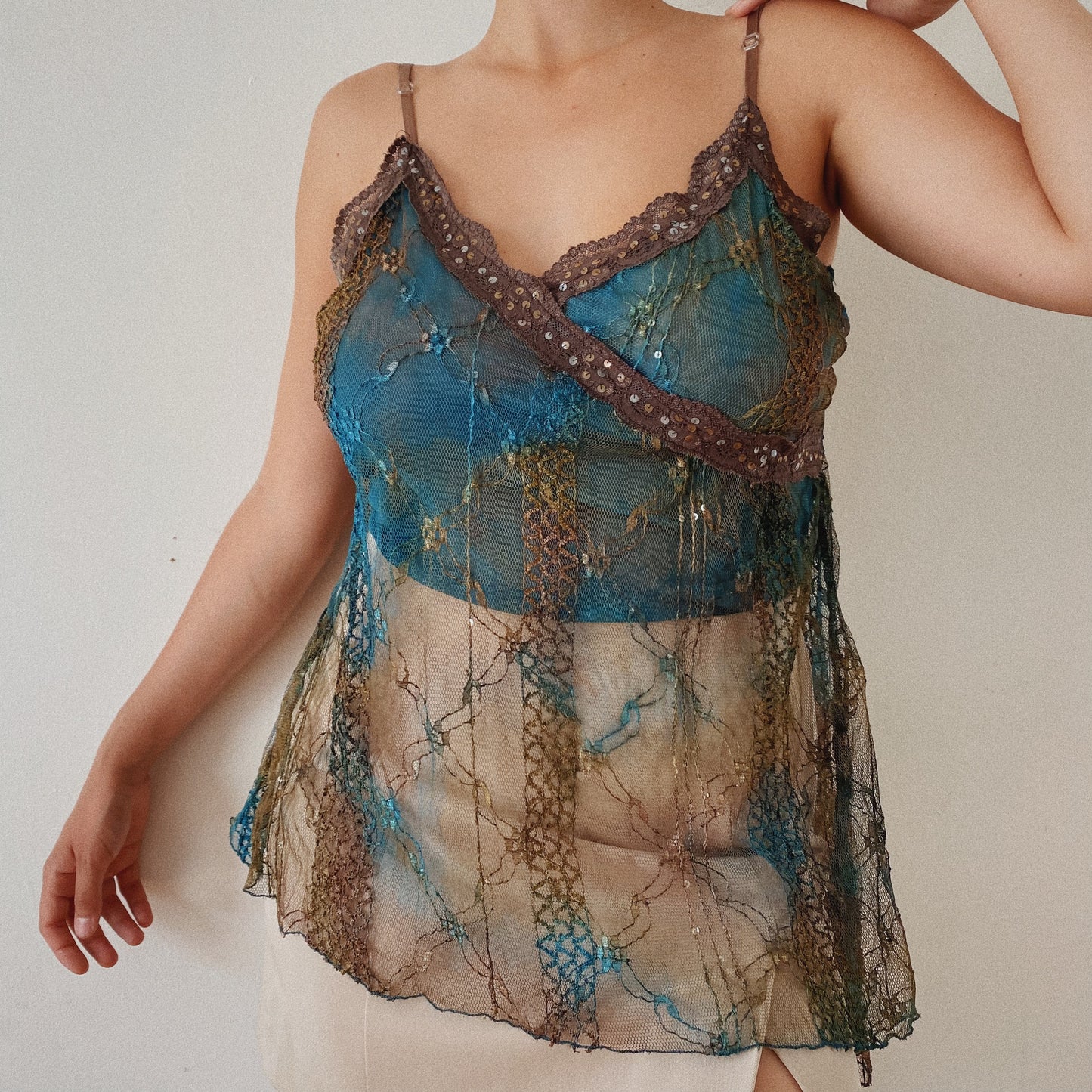 Fairy mesh embellished y2k top