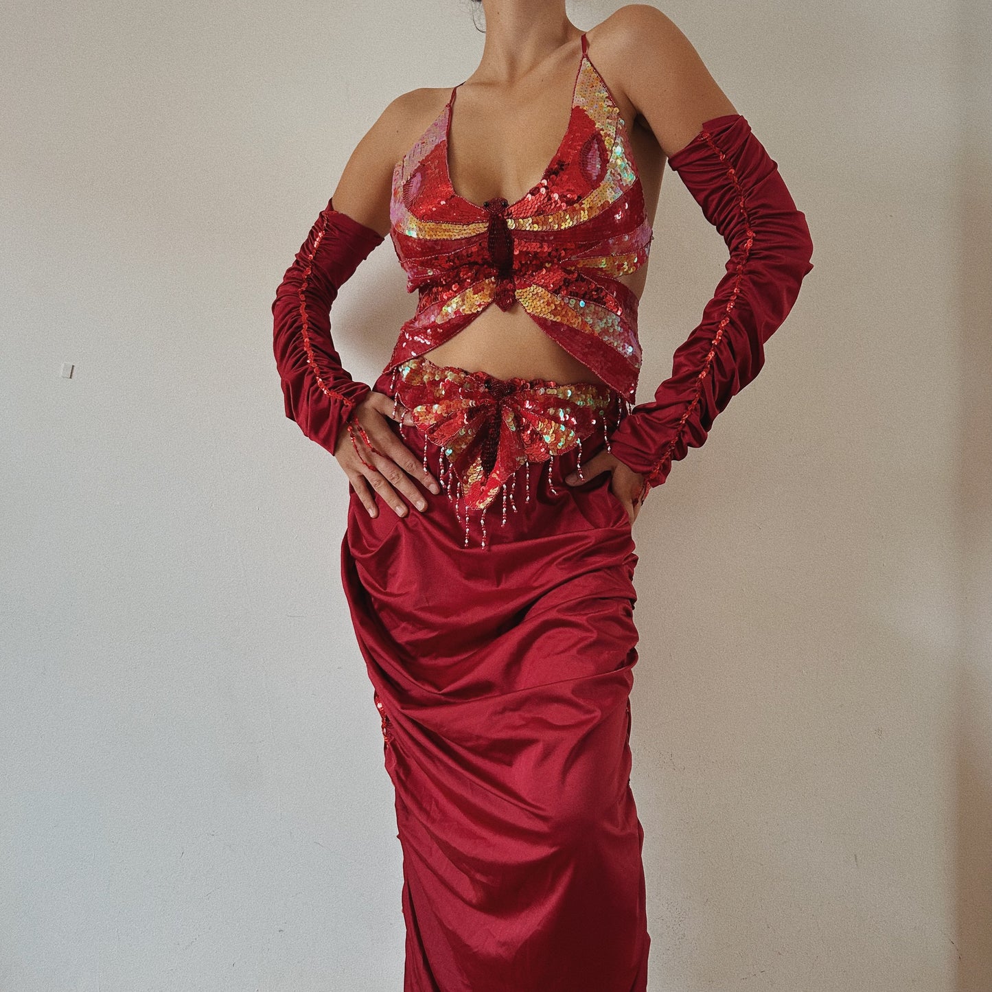 Rare Red Butterfly Sequins Set