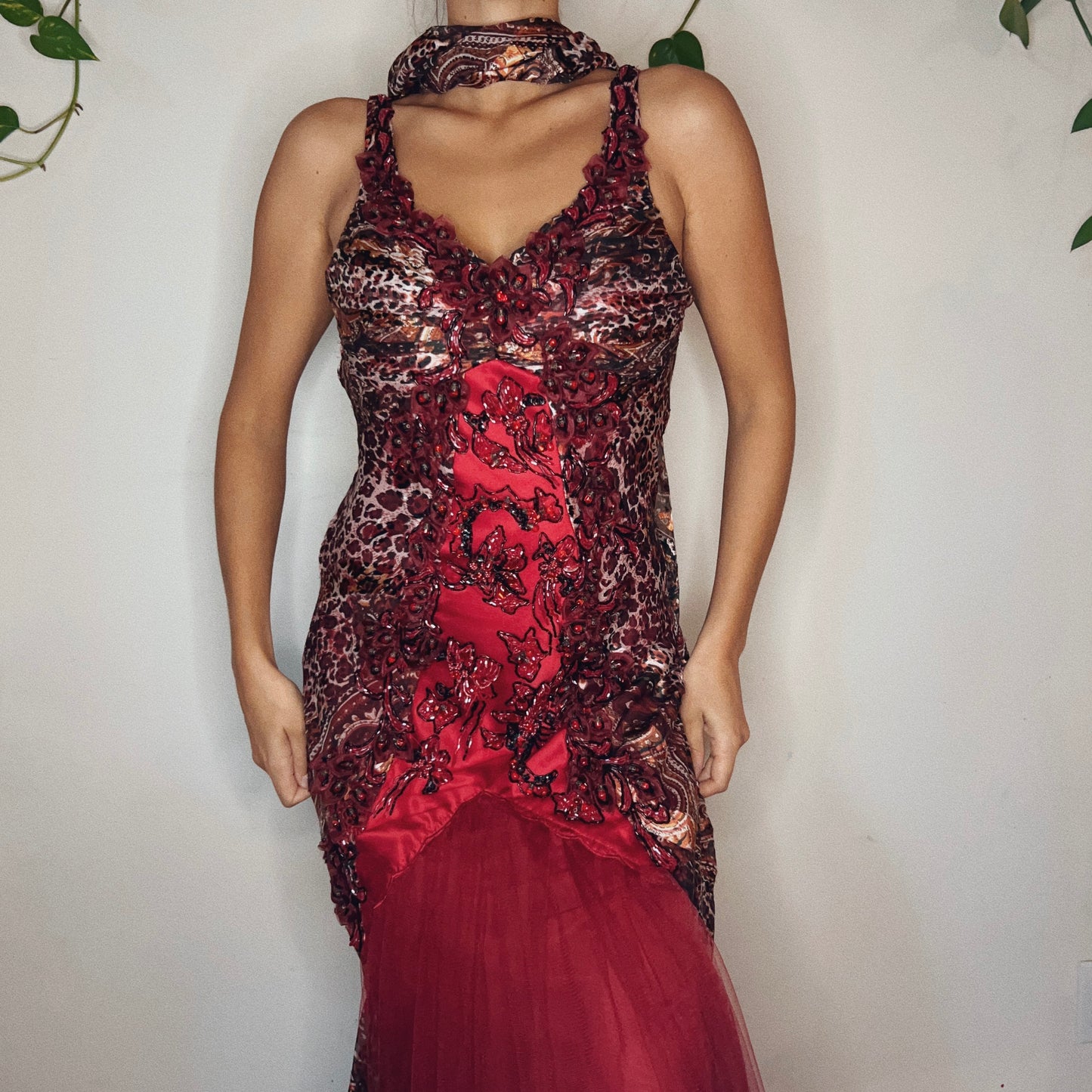 Animal Print Embellished Gown