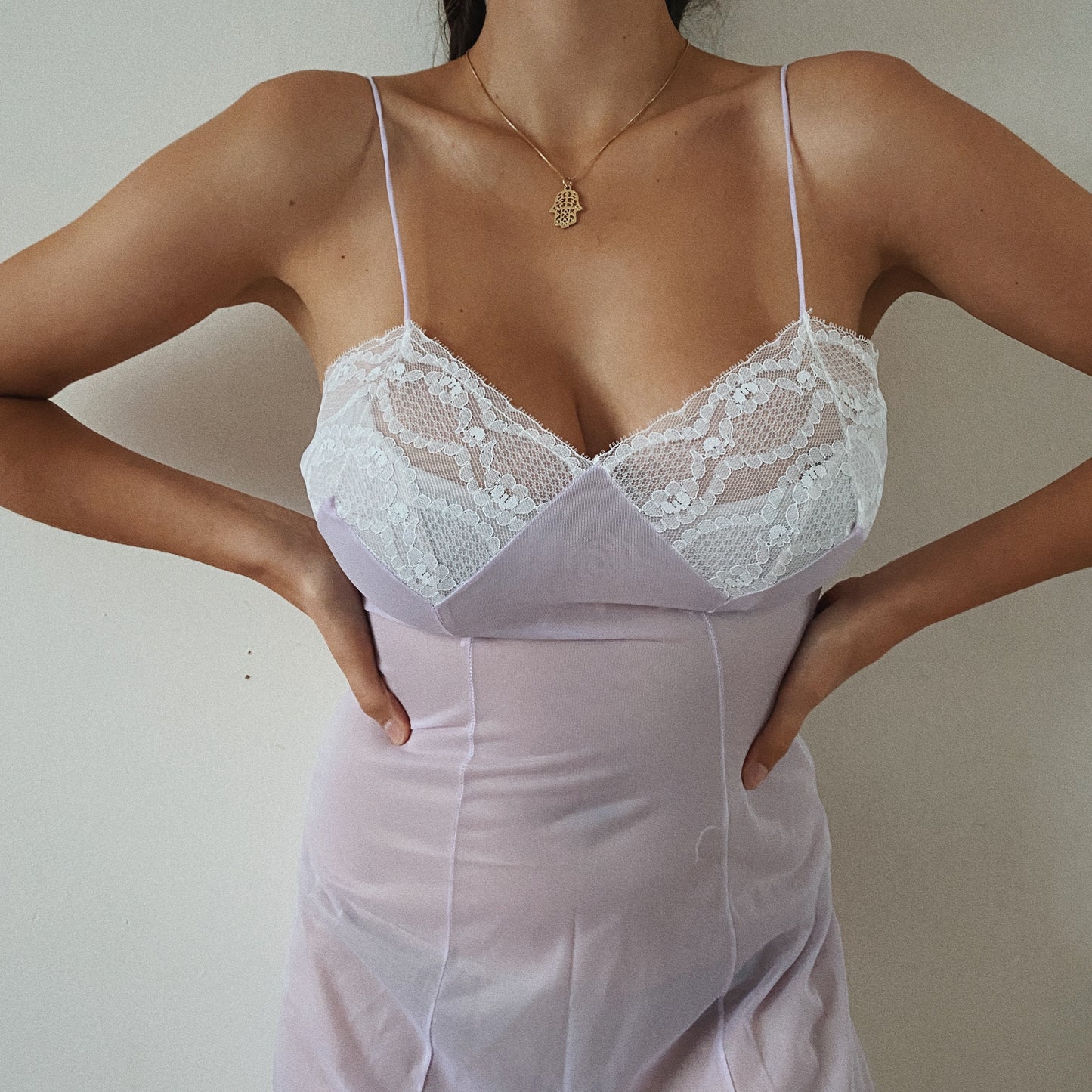 Vintage French Lingerie Lavender Slip Dress