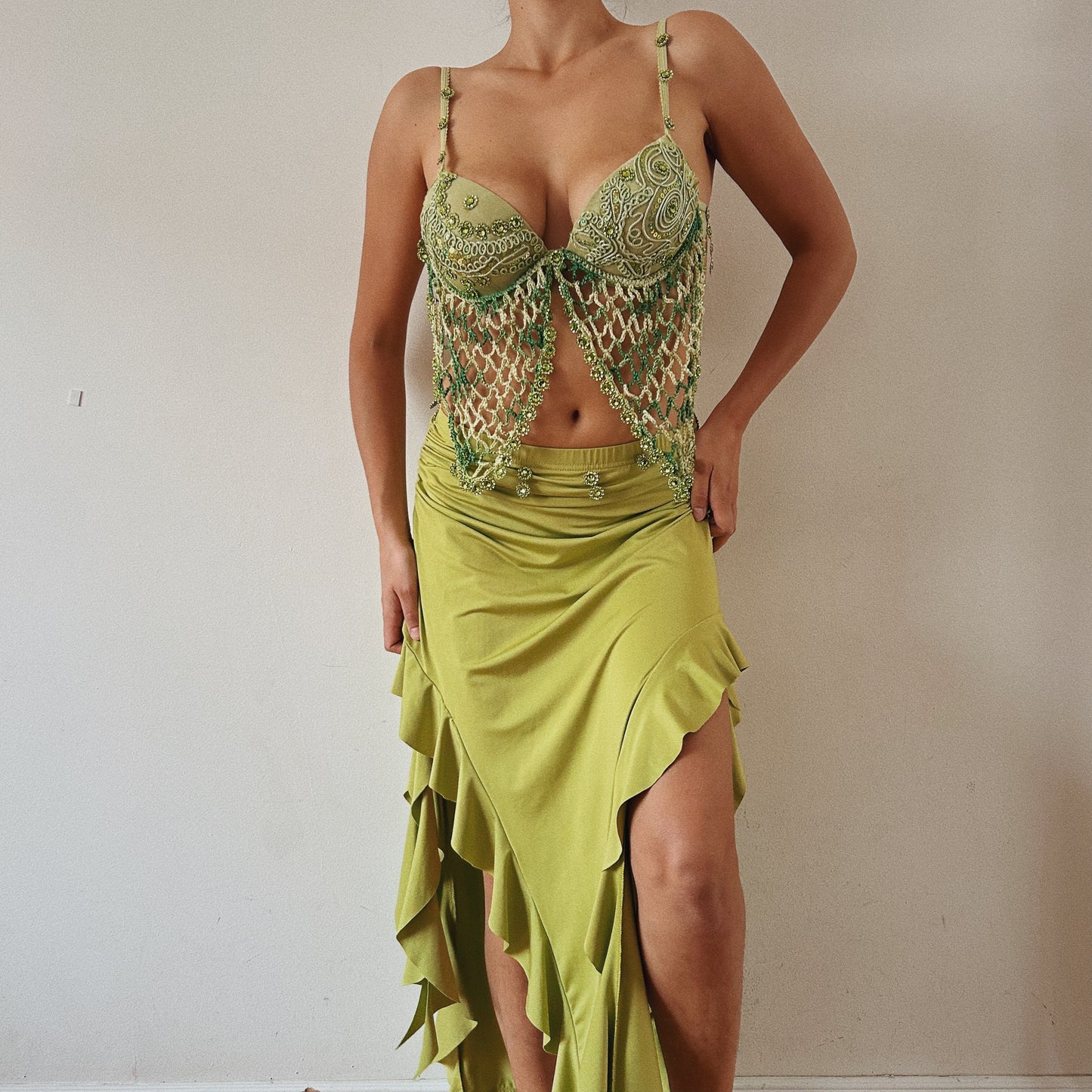 Unique Handmade Embellished Green Set