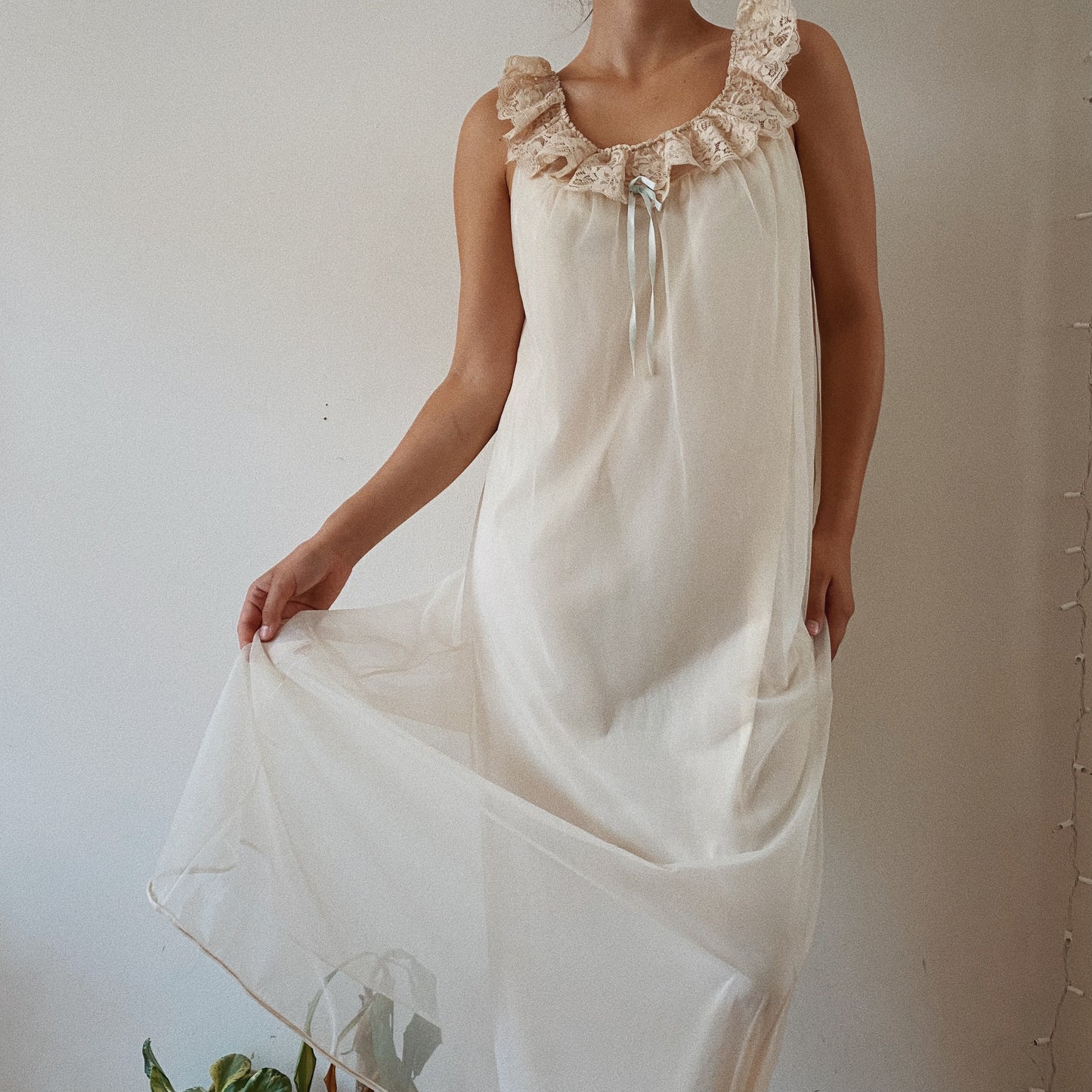 Lace Romantic Cream Nightgown