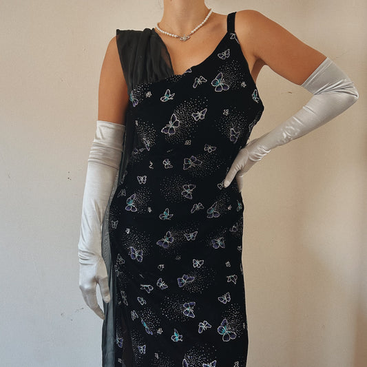 Midnight Stars Velvet Butterfly Gown