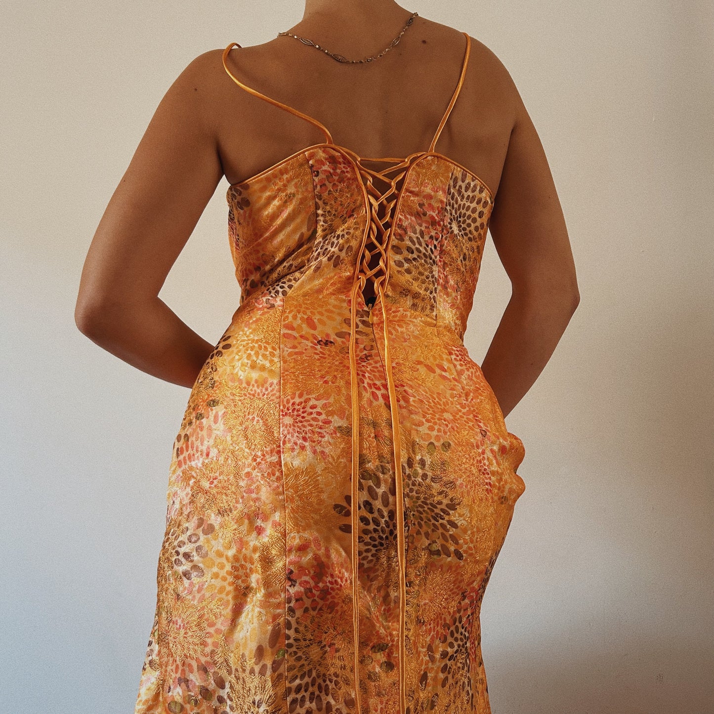 Orange Corset Ruffled Dress