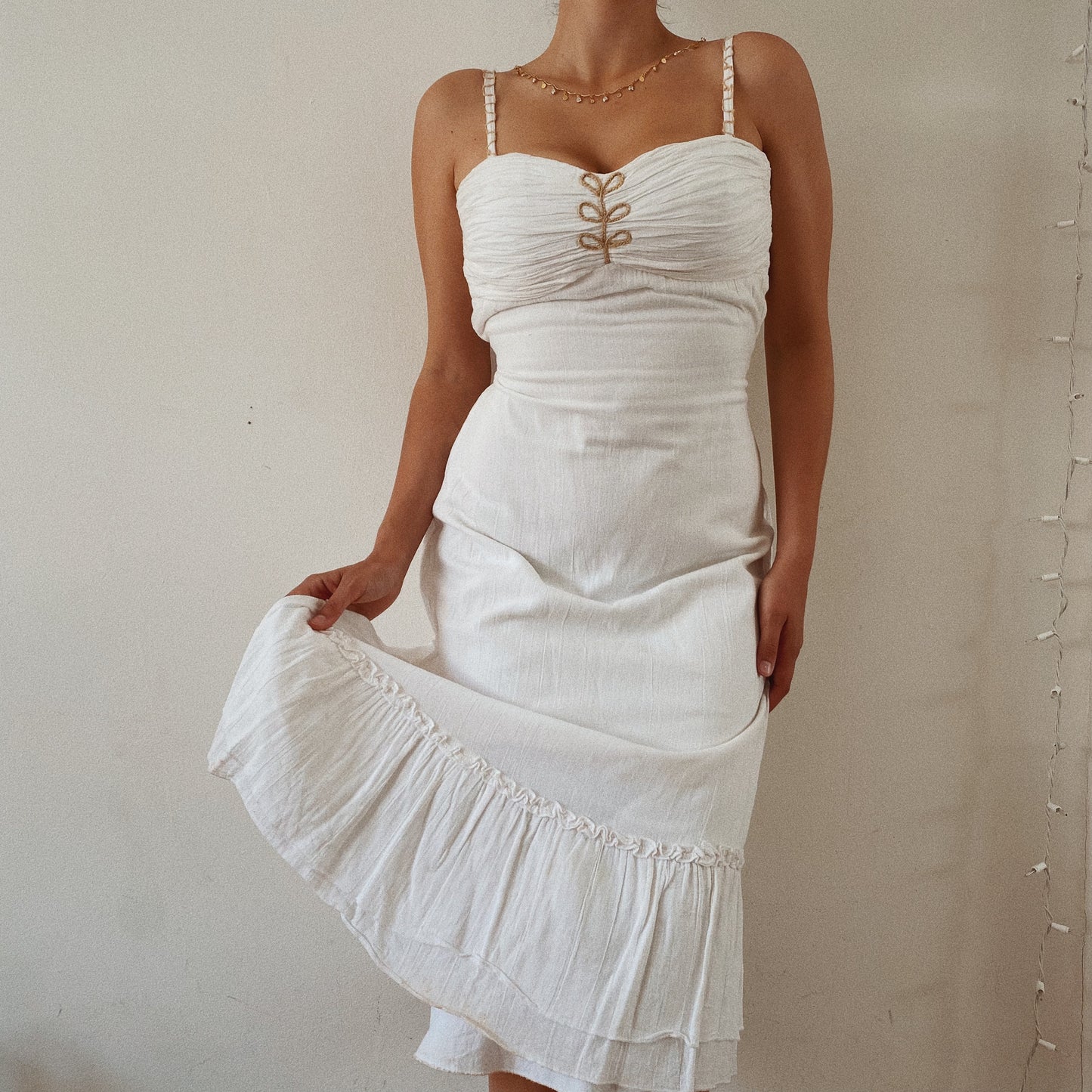 Linen Layered Fitted Summer Dress