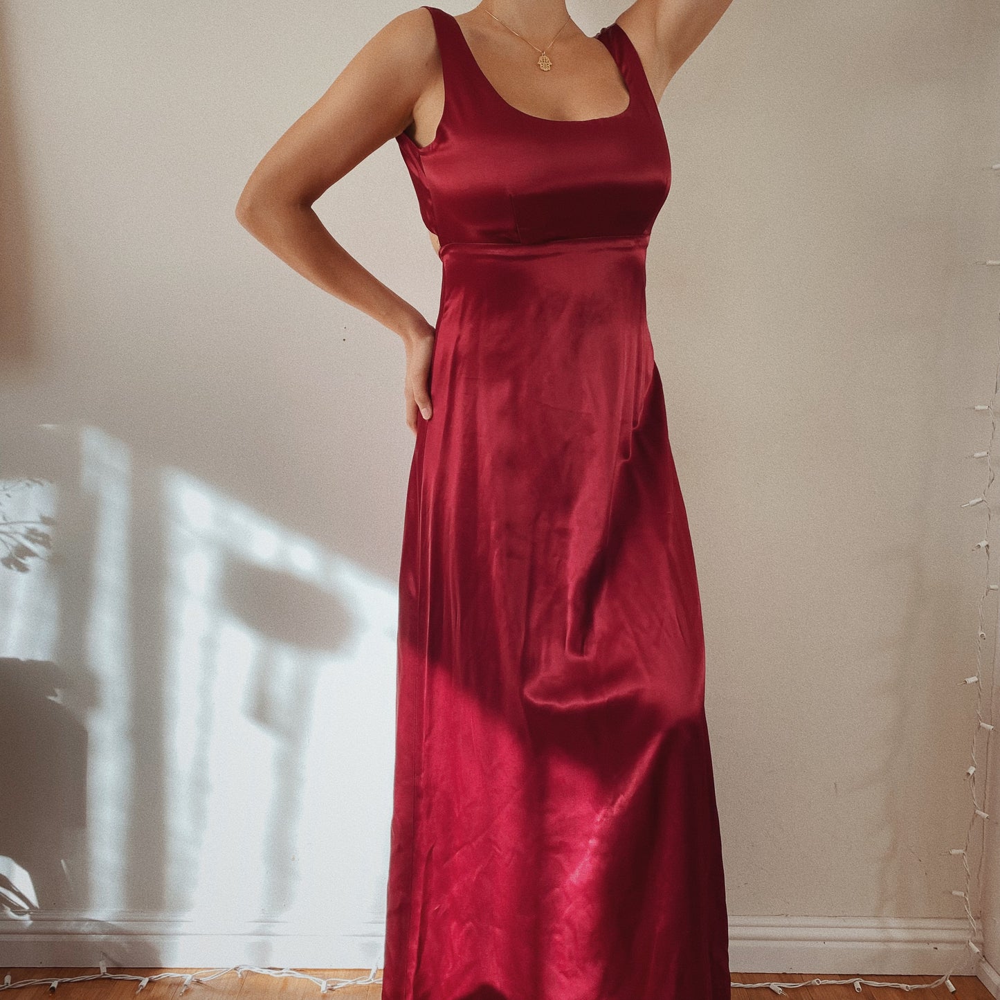 Burgundy Formal Dress Back Tie Detail