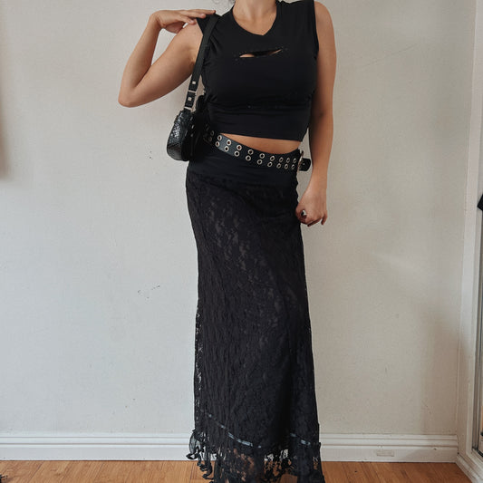 Lace black maxi skirt