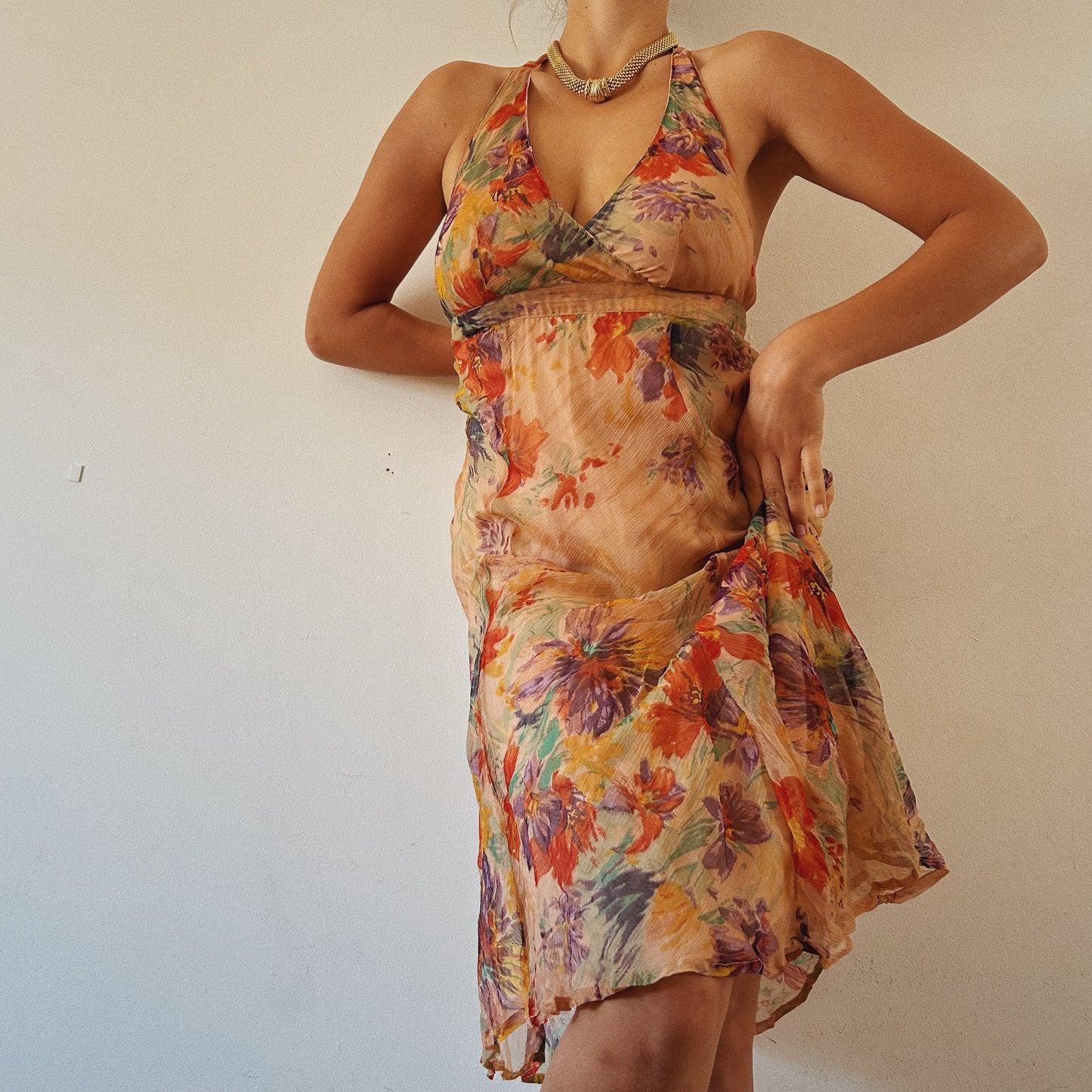 Romantic Floral Halter Dress