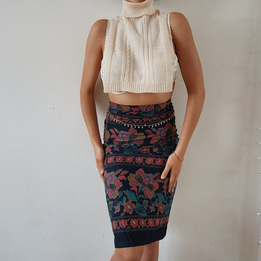 Floral Fall Midi Skirt