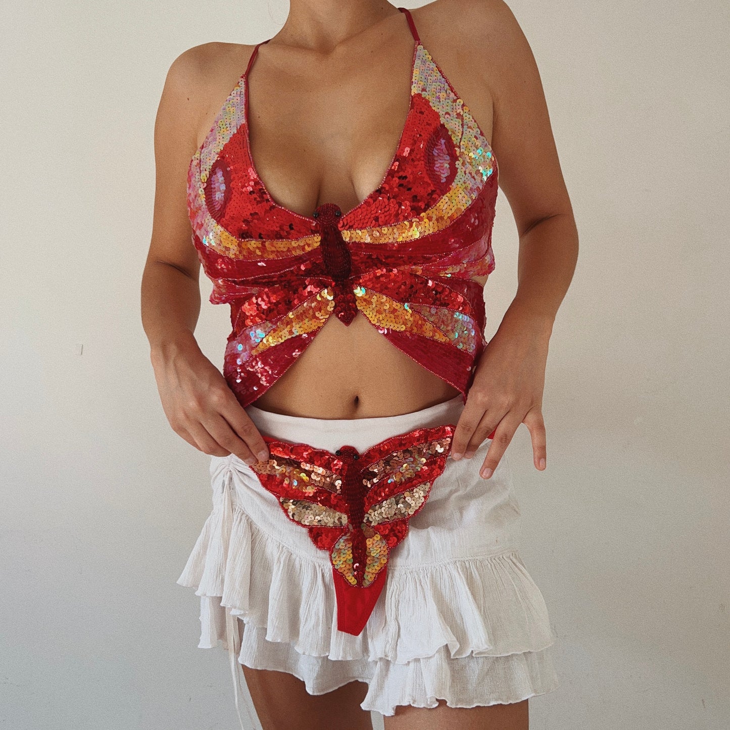 Rare Red Butterfly Sequins Set