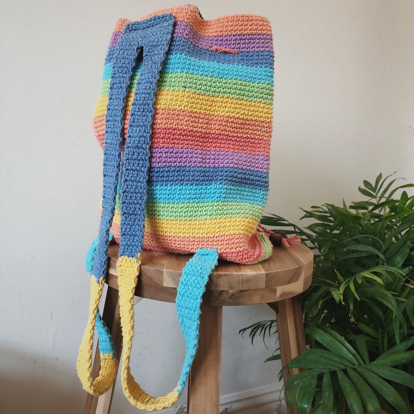 Handmade Crochet Rainbow Backpack