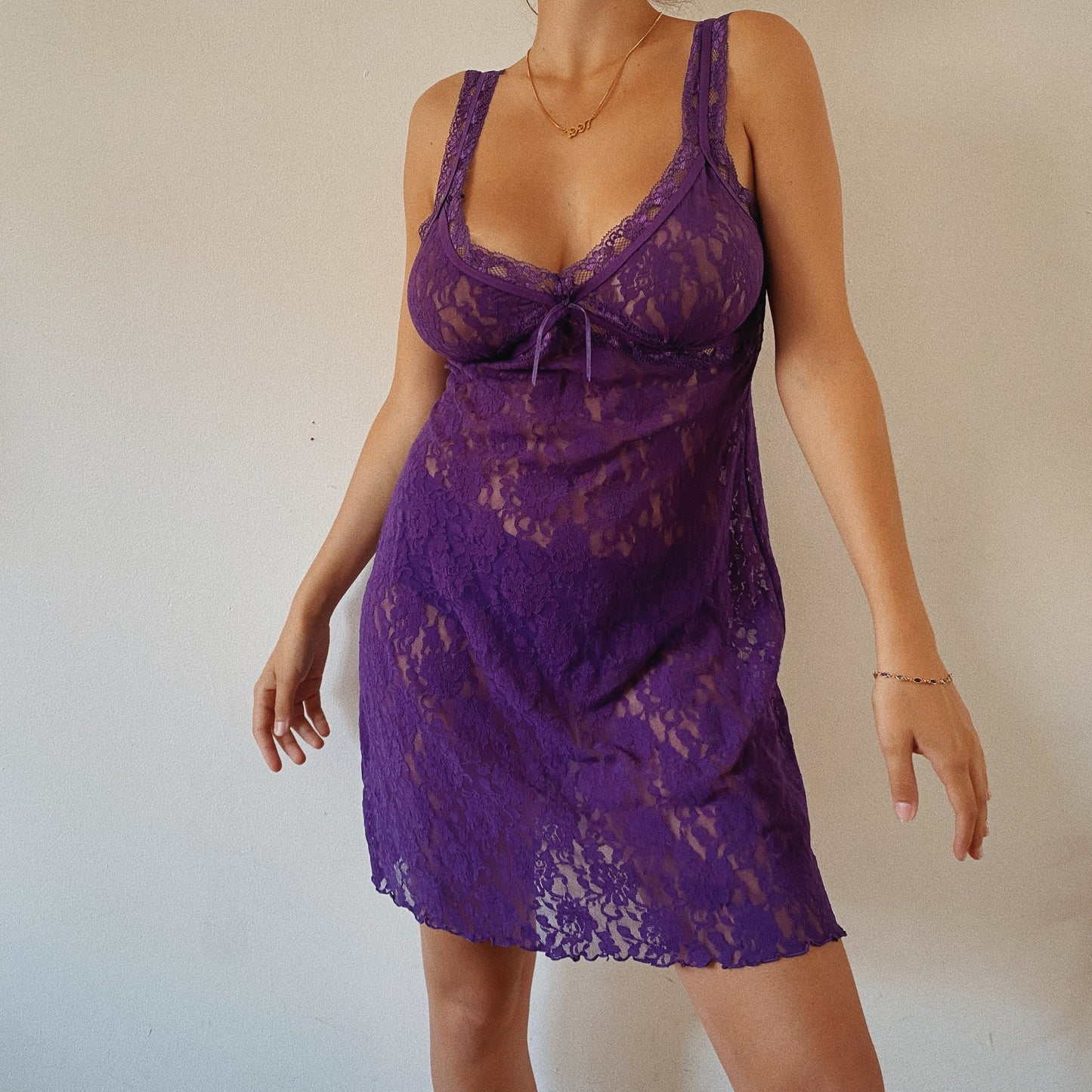 Lace Purple Vintage Slip Dress