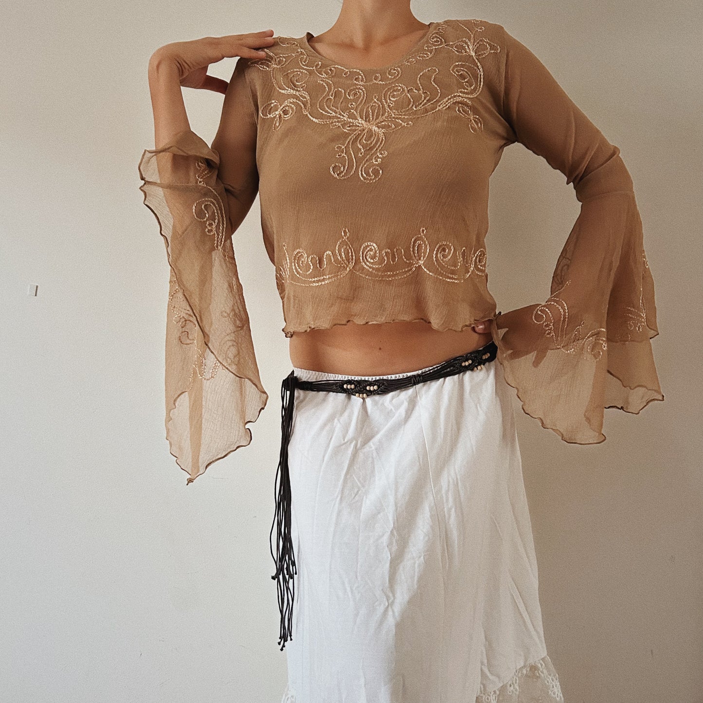 Bell Sleeves Mesh Top