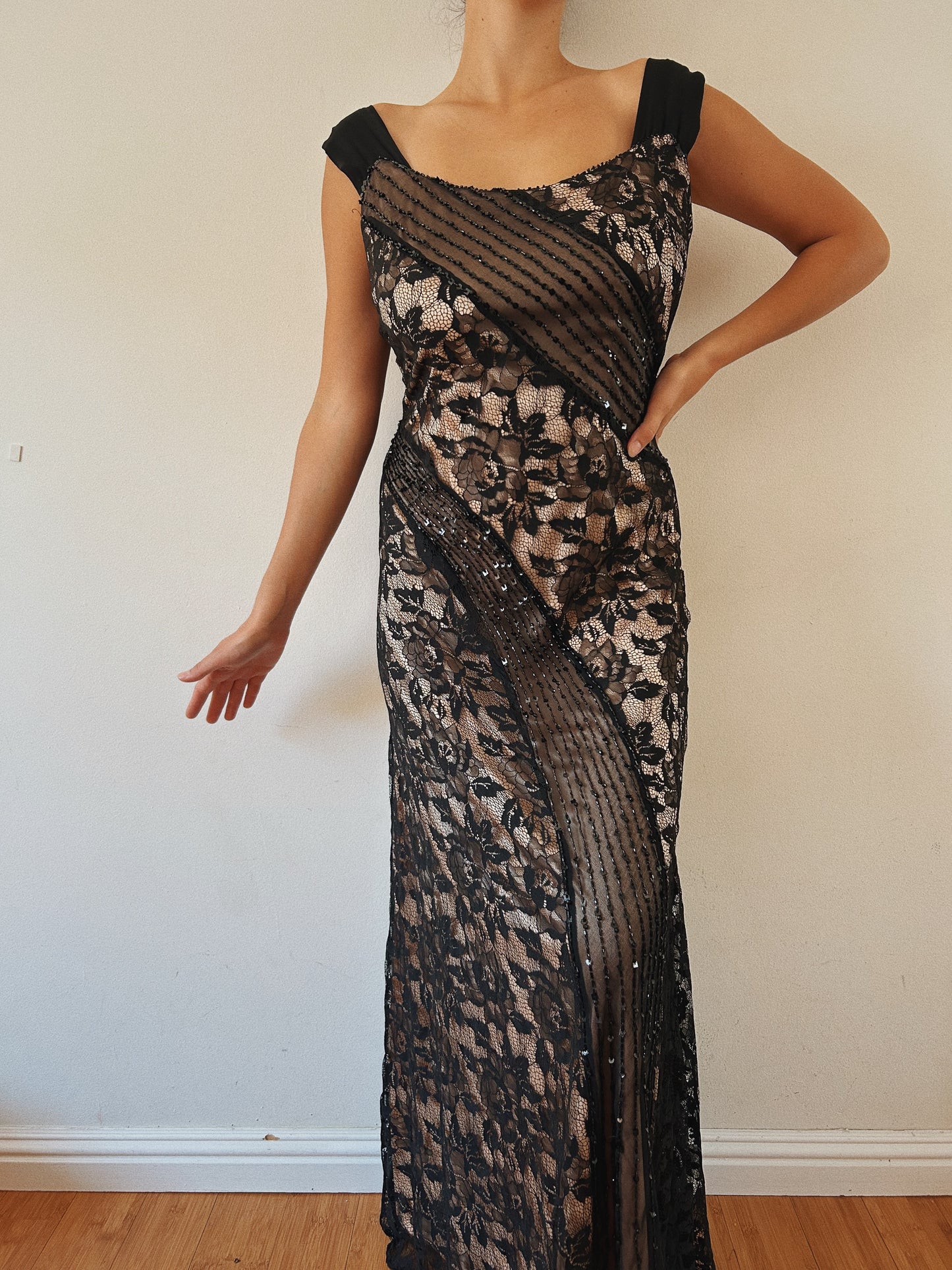 Black Beaded Maxi Gown