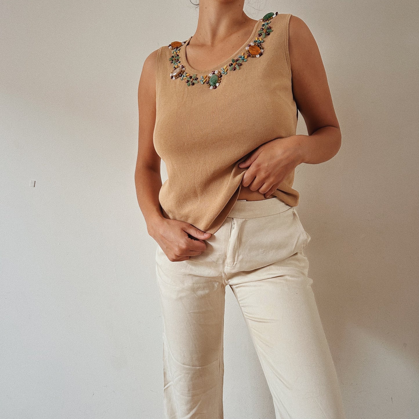Beige Rocks Embellished Top