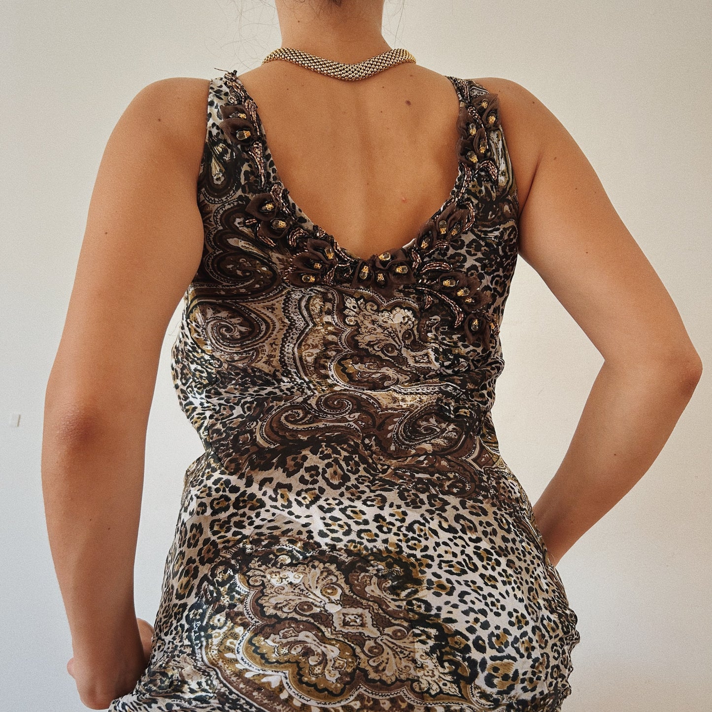 Animal Print Embellished Gown