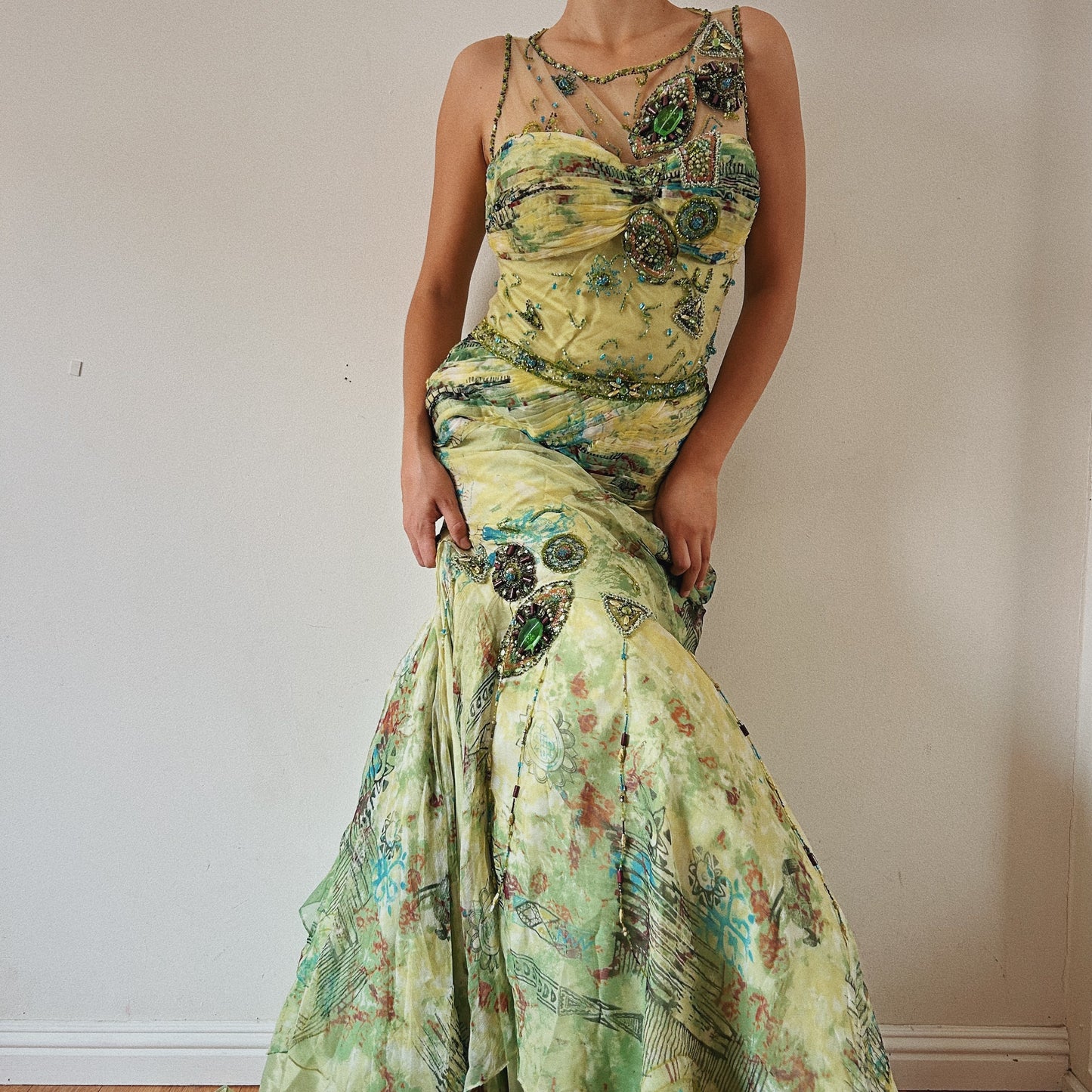 Incredible Beaded Green Gown