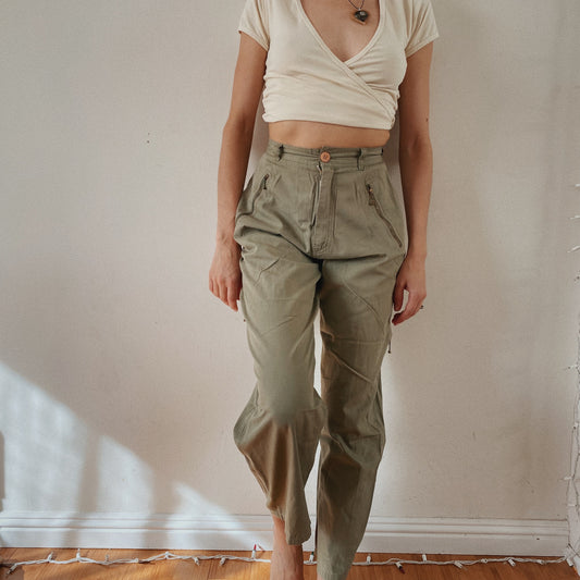 High Waisted Soft Cargo Style Pants