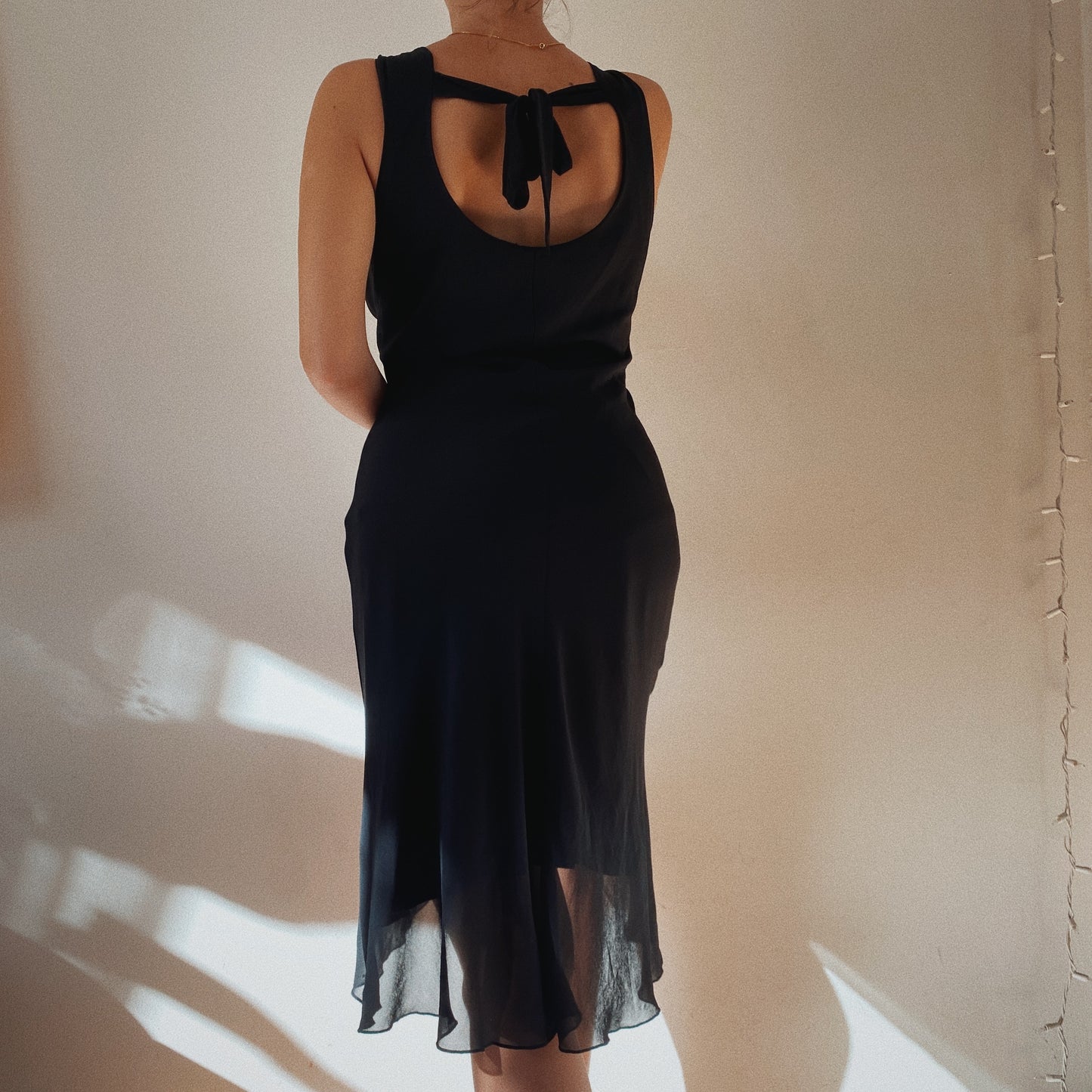 90's Open Back Black Layered Dress