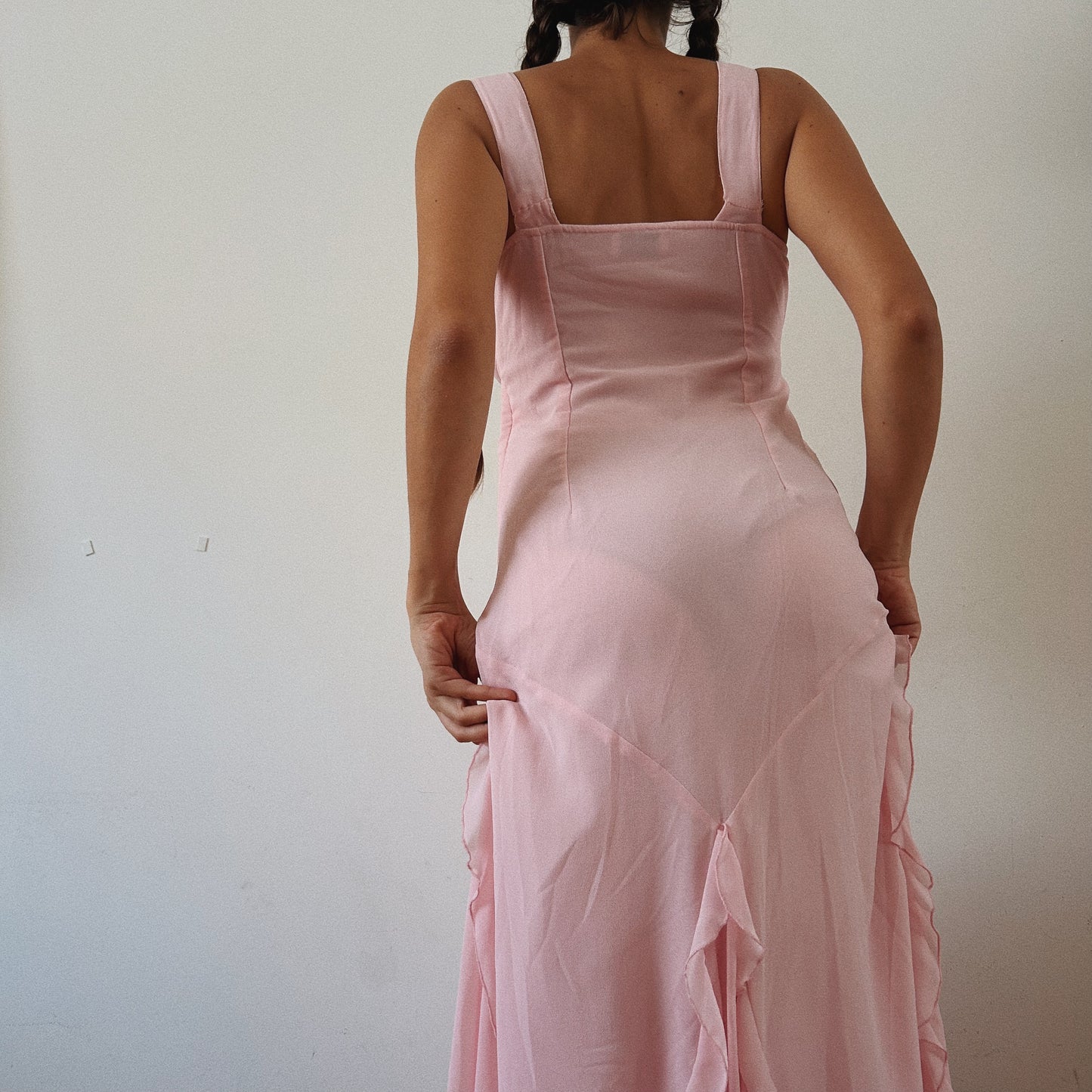 Whimsical Pink Beaded Ruffled dress