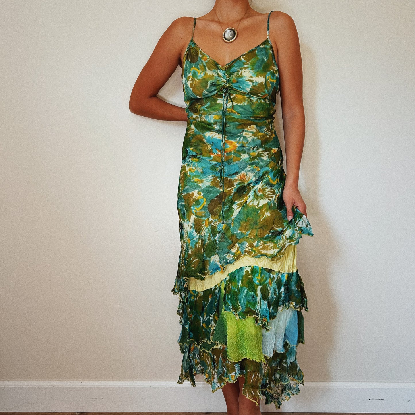 Floral Silky Ruffled Dress