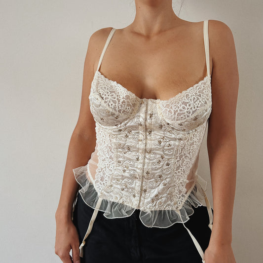 Ethereal White Cream Corset Top