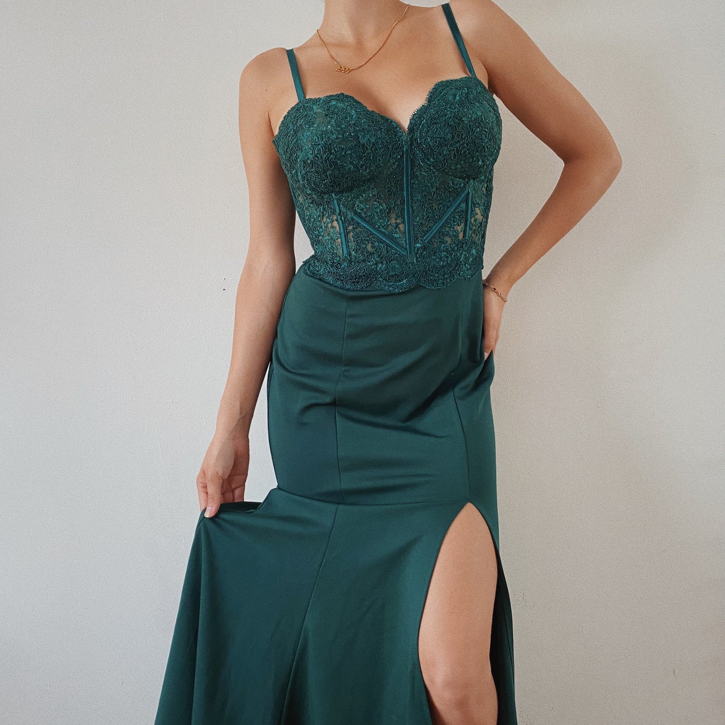 Dark Green Fishtail Corset Dress