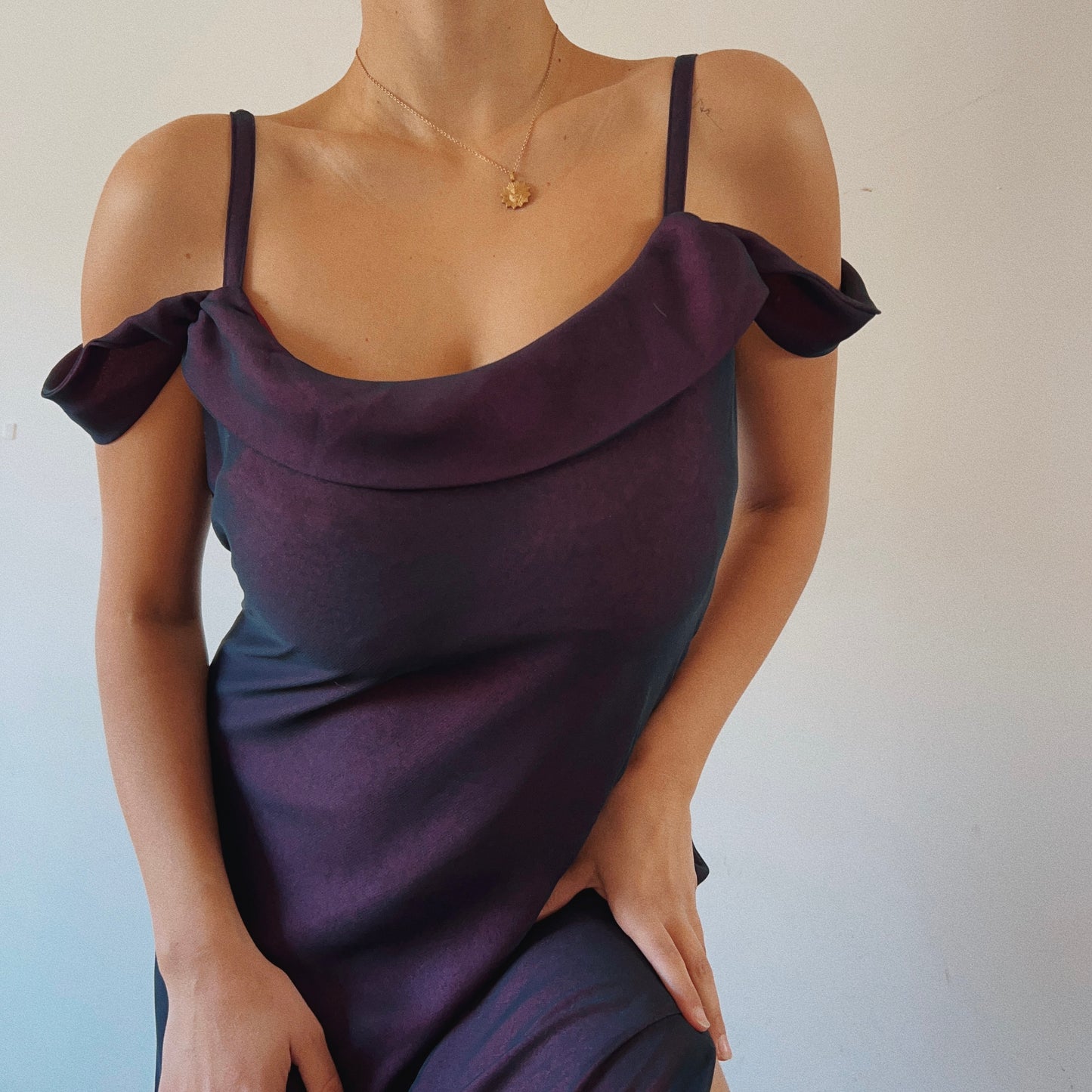 Purple Off The Shoulders Evening Dress